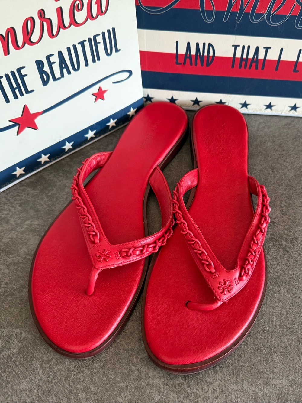 Tory Burch Braided Benton Leather Thong Sandal size 8.5, LIKE NEW!